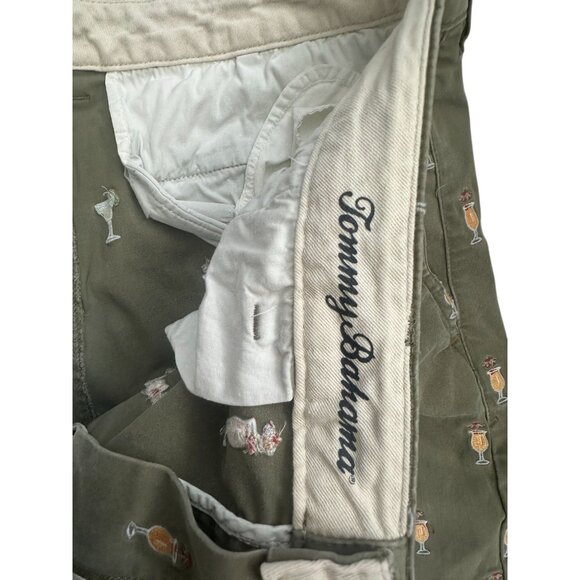 TOMMY BAHAMA Men's Olive Green Cocktail Print Embroidered Shorts Size 38 - Picture 5 of 8